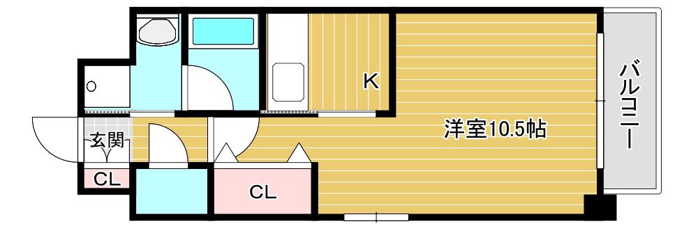 大阪モノレール彩都線 豊川駅(大阪) 徒歩20分 7階建 築26年(1K/2階)の間取り写真