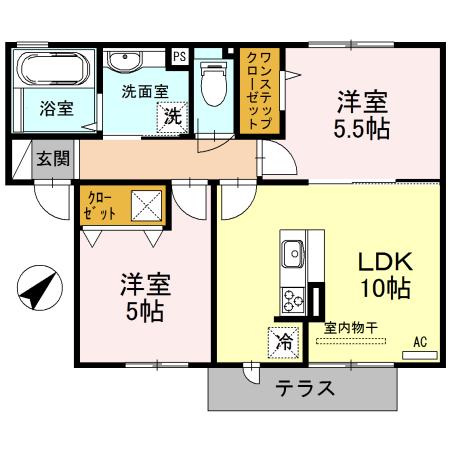 ベルデュール(2LDK/1階)の間取り写真