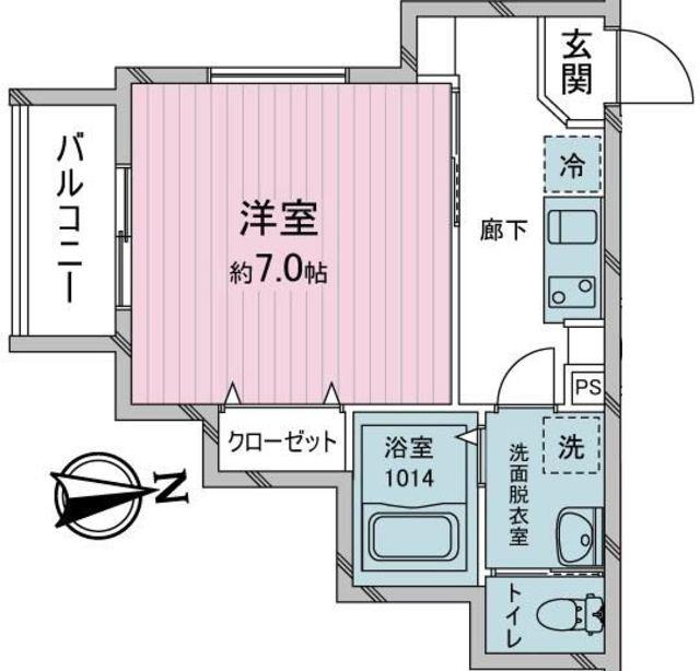ヨーク所沢II(1K/2階)の間取り写真