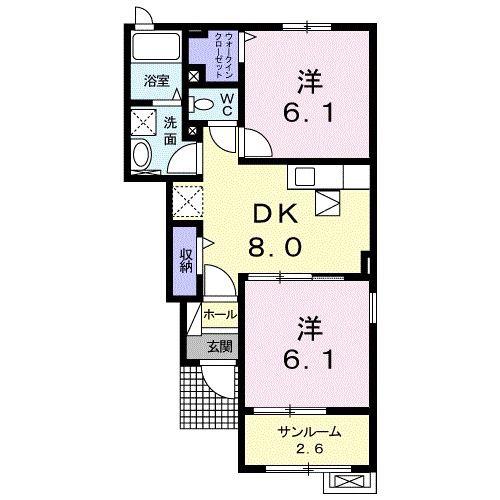 アルカンシエル(2DK/1階)の間取り写真