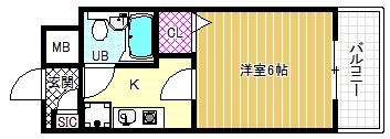 エスリード福島第2(1K/8階)の間取り写真