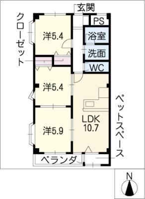 CECIL II(3LDK/1階)の間取り写真