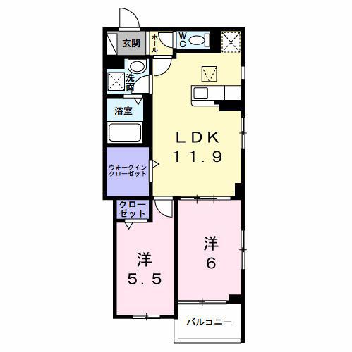 スピカテラス(2LDK/1階)の間取り写真