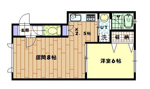 パールハイツ9.5A(1LDK/2階)の間取り写真
