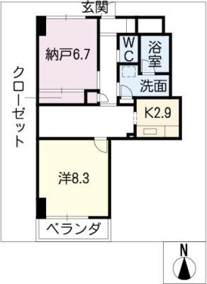 SOLAO金山(1K/2階)の間取り写真