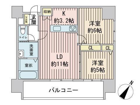 ECLAIR(2LDK/13階)の間取り写真