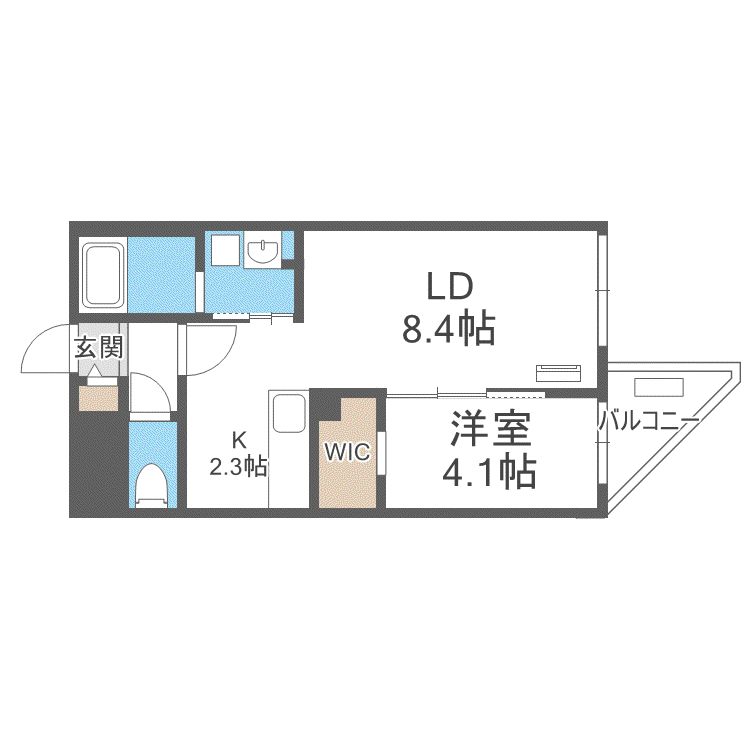 N23W2(1LDK/2階)の間取り写真
