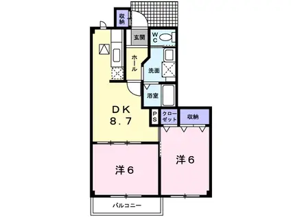 コリーヌ(2DK/1階)の間取り写真