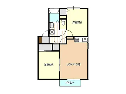 ロイヤルステージ雅D(2LDK/2階)の間取り写真