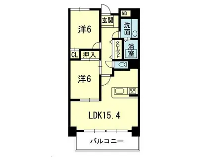 フラワーマンション城西(2LDK/7階)の間取り写真
