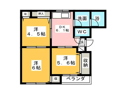 ロイヤルハイツII(3DK/3階)の間取り写真