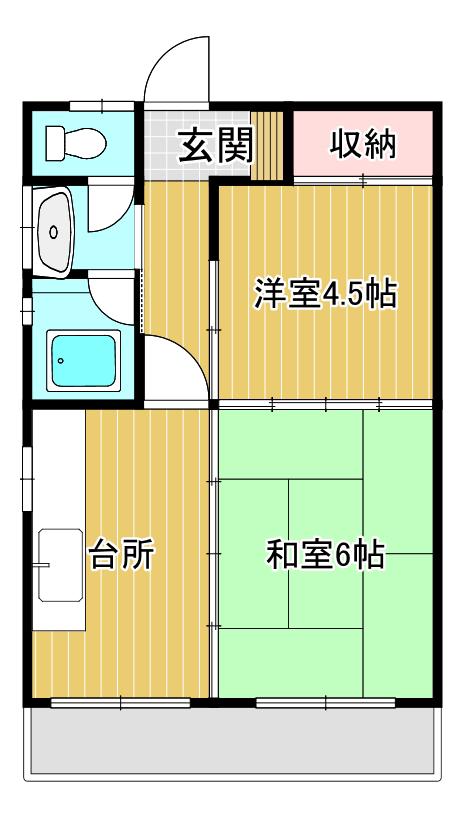 豊伸荘(2DK/1階)の間取り写真