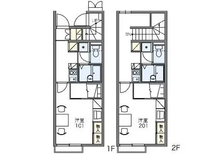 レオパレスFLATS イースト(1K/2階)の間取り写真