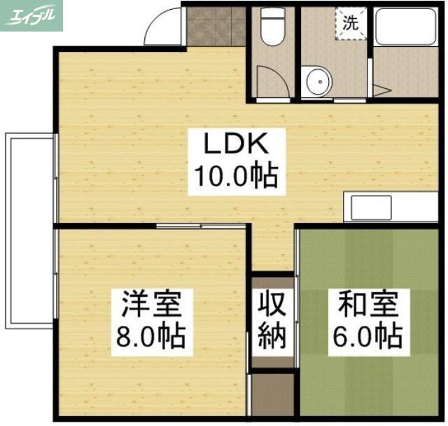 グランドゥールクロズミD(2LDK/2階)の間取り写真