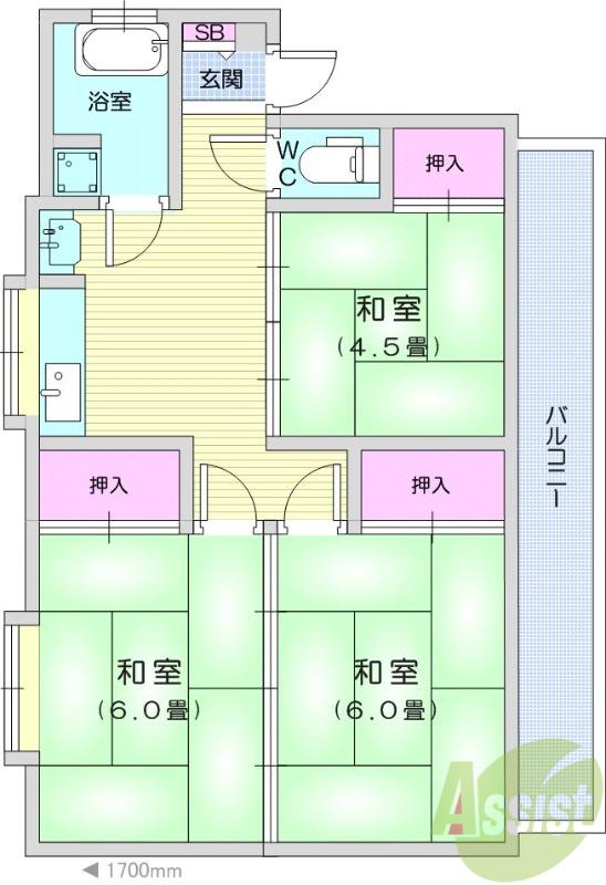 コーポ武田(3DK/3階)の間取り写真