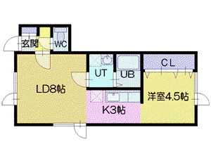 リバーハウス(1LDK/3階)の間取り写真