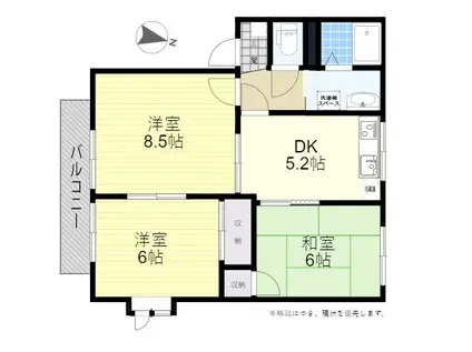 ラ・フォーレ花の木 B(3DK/2階)の間取り写真