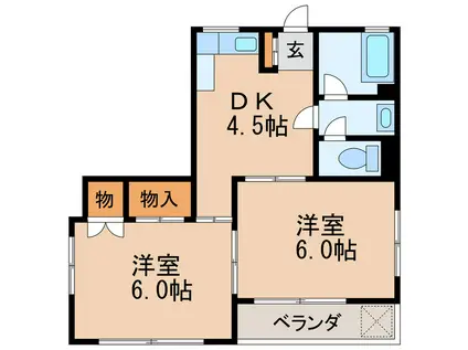 萩ビル(2DK/4階)の間取り写真