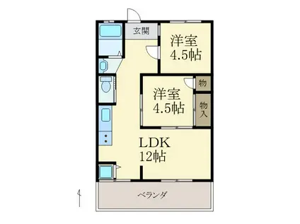 松里マンション(2LDK/2階)の間取り写真