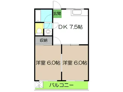 ウエストハイツ(2DK/3階)の間取り写真