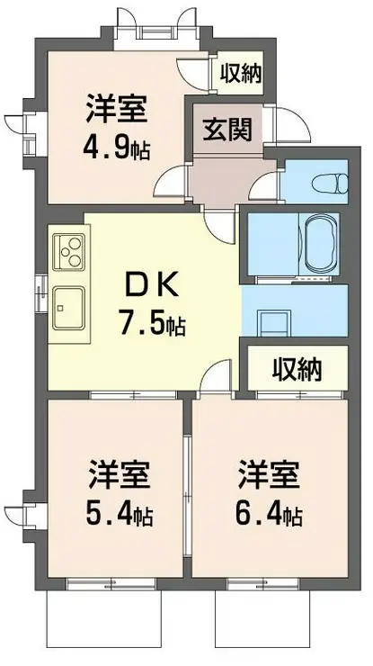 ヒルサイド・コーポ 1階階 間取り