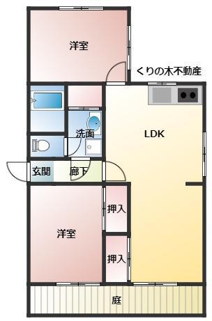 MATSUMOMENT桜井II(2LDK/1階)の間取り写真