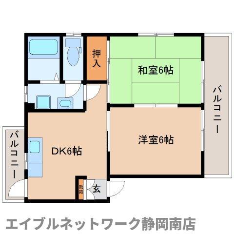 オラシオン南八幡B(2DK/2階)の間取り写真