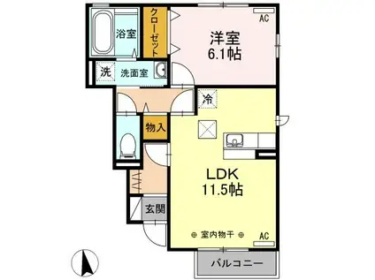 ジョイカーサA(1LDK/1階)の間取り写真