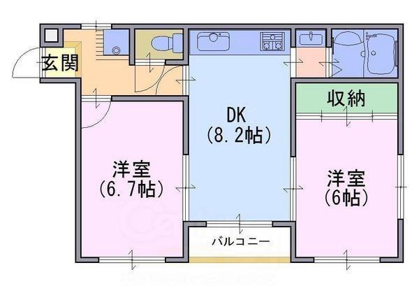 ベルエール長法寺(2DK/2階)の間取り写真