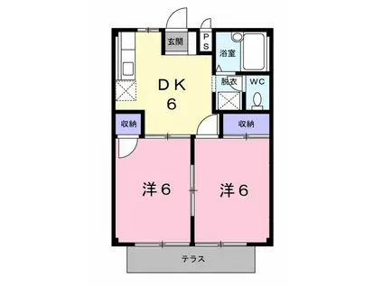 シティハイツ山本A(2DK/1階)の間取り写真