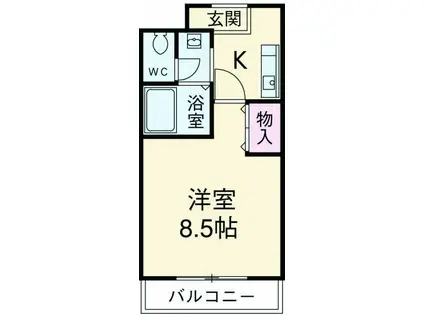 プレソルティー川口元郷(1K/2階)の間取り写真