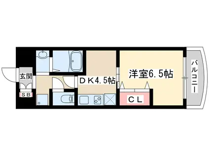 ノルデンハイム新大阪Ⅱ(1DK/9階)の間取り写真