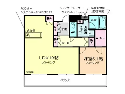 ローレルタワーサンクタス梅田(1LDK/24階)の間取り写真