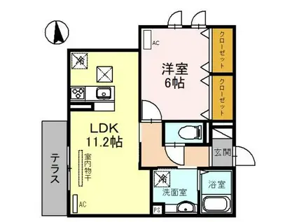 スペチアーレ平野東(1LDK/1階)の間取り写真