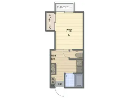 フロイントシャフト(1K/2階)の間取り写真