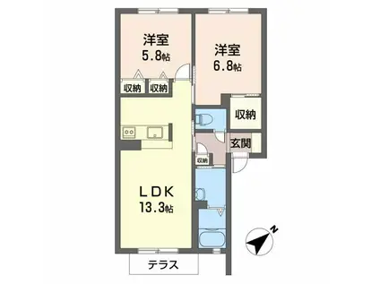 シャーメゾンイケダ(2LDK/1階)の間取り写真