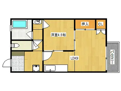 サンパティーク東谷山(1LDK/4階)の間取り写真