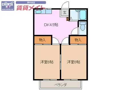 サイレンス芸濃(2DK/2階)の間取り写真