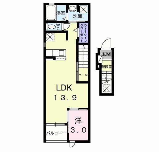 リュミエールB(1LDK/2階)の間取り写真