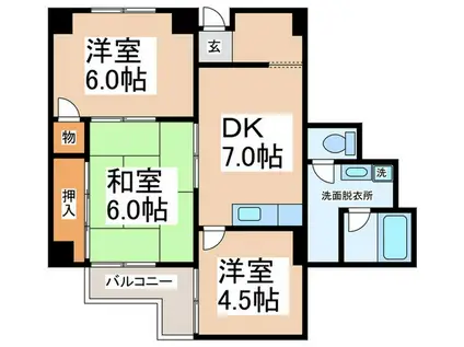 メゾンウエスト(3DK/4階)の間取り写真