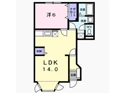 メゾンジオワイユI(1LDK/1階)の間取り写真