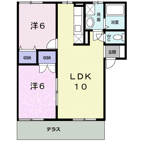 クレストール石川(2LDK/1階)の間取り写真