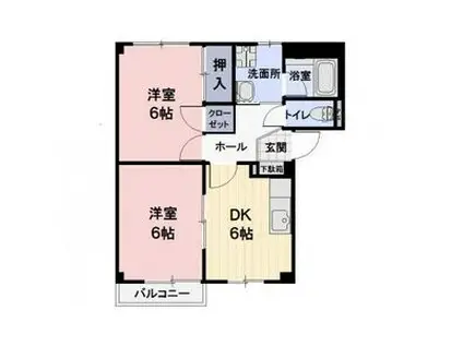 VIEW ASAMA B棟(2DK/1階)の間取り写真