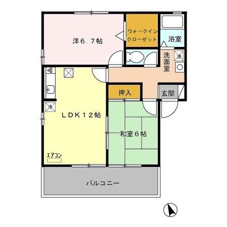 ベルテB(2LDK/1階)の間取り写真