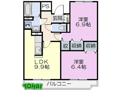 クレスト(2LDK/3階)の間取り写真