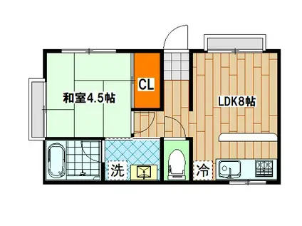 TELACOYA 仁(1DK/2階)の間取り写真