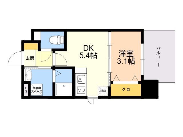 LIVE CASA県庁前(1DK/14階)の間取り写真