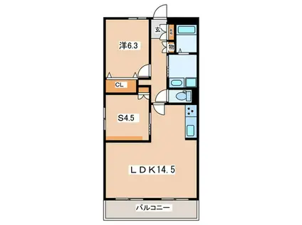 スカール本厚木(1SLDK/3階)の間取り写真