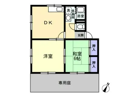 ソルトフィールドN・M D棟(2DK/1階)の間取り写真