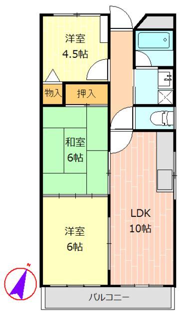 ビックノース 92(3LDK/3階)の間取り写真